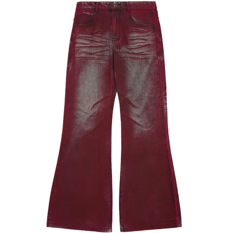 Screen  Unbranded Red Whisker Flared Jeans online at CNFansSheets with global shipping
