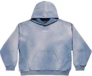 Screen  Balenciaga Washed Embroidered Hoodie Blue online at acbuySheets with global shipping