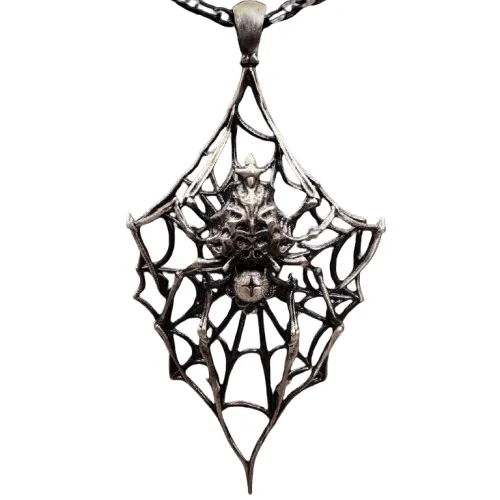 Screen Ossuary Spider Web Silver Pendant online at acbuySheets with global shipping