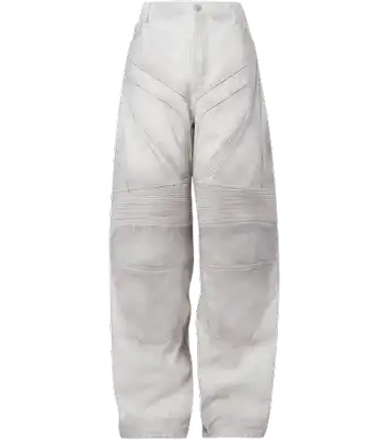 Screen  Balenciaga White Baggy Biker Leather Pants online at CNFansSheets with global shipping