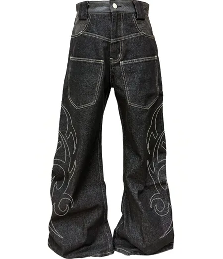 Screen  DETW Raw Denim Tribal Pattern Baggy Jeans online at CNFansSheets with global shipping