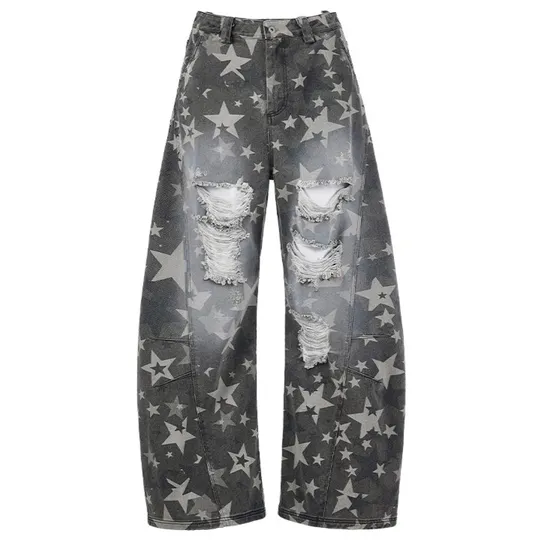 Screen  PEOPLESENSE Baggy Star Pattern Jeans online at CNFansSheets with global shipping