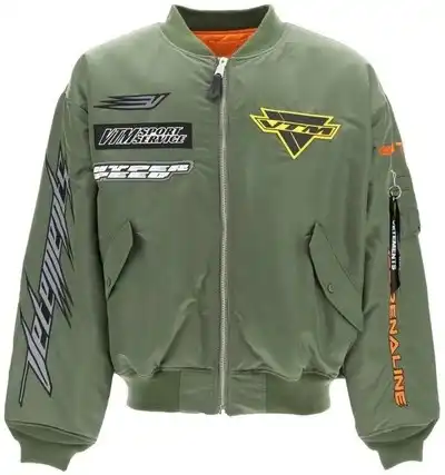 Screen  Vetements Green Racing Logo Bomber Jacket online at acbuySheets with global shipping