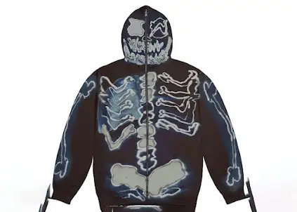 Screen  Travis Scott Cactus Jack Fragment Skeleton Graffiti Zip Hoodie online at acbuySheets with global shipping