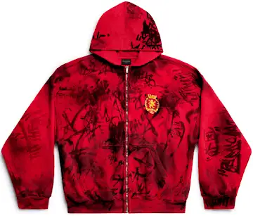 Screen Balenciaga Skater Zip-Up Hoodie Red online at acbuySheets with global shipping