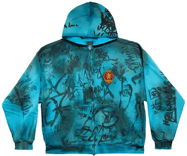 Screen  Balenciaga Skater Zip-Up Hoodie Blue online at acbuySheets with global shipping