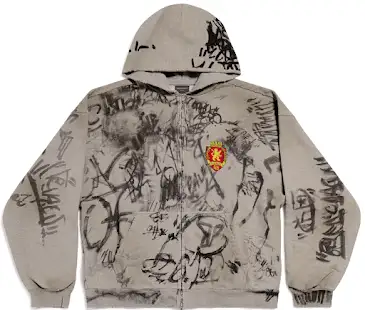Screen  Balenciaga Skater Zip-Up Hoodie Gray online at acbuySheets with global shipping
