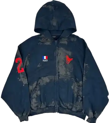 Screen  Balenciaga Dirty Blue Polo Zip-Up Hoodie online at acbuySheets with global shipping