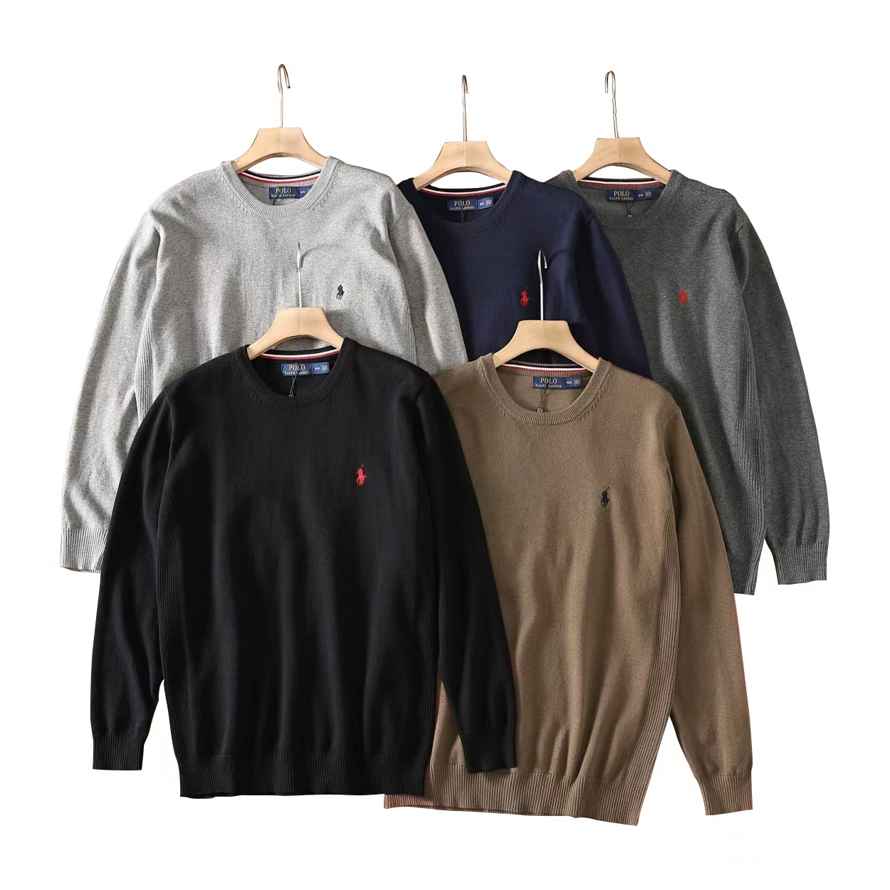 Screen Ralph Lauren Pony Embroidered Men's Round Neck Sweater (20 Variants) online at acbuySheets with global shipping