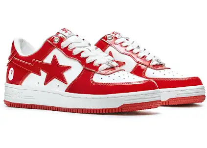 Screen  A Bathing Ape Bape Sta Patent Leather White Red online at acbuySheets with global shipping