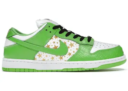 Screen  Nike SB Dunk Low Supreme Stars Mean Green online at acbuySheets with global shipping